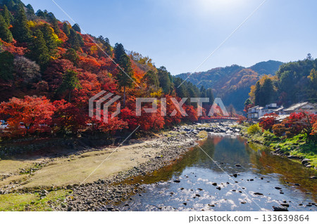 香嵐溪和巴川的秋葉(愛知縣豐田市足助町) 香嵐溪和巴川的秋葉(愛知縣豐田市足助町) 133639864
