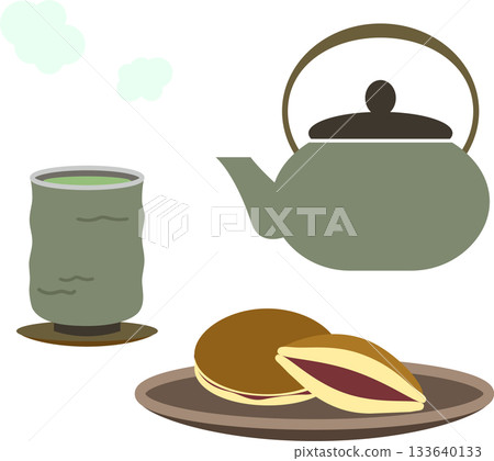 日式茶道與日式點心插畫集 / 下午茶時光，日式風格設計 133640133