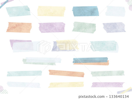 冬季色彩的簡約水彩膠帶插圖 133640134