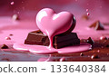 Heart-shaped chocolate melts Valentine's Day love 133640384