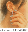 Watercolor earring special video: A warm moment of a woman's hand and earrings 133640485