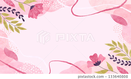 Spring breeze, flowers and plants background frame Spring natural floral watercolor illustration frame Spring breeze, flowers and plants background frame Spring natural floral watercolor illustration frame 133640808