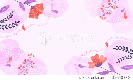 春風拂面,花草繁茂,背景框,春季自然花卉水彩插畫框 春風拂面,花草繁茂,背景框,春季自然花卉水彩插畫框 133640820
