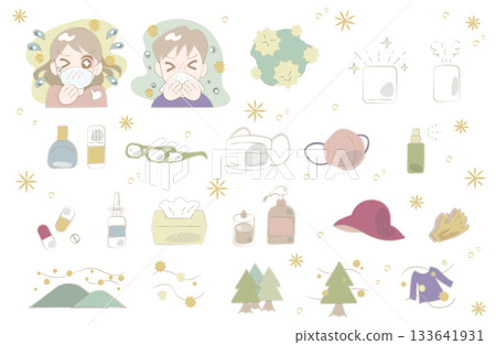 Hay fever/allergy prevention items and spring pollen set Hay fever/allergy prevention items and spring pollen set 133641931