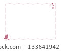 Jagged square frame with pink pollen motif (with copy space) 133641942