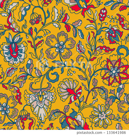 Bright Yellow Ornamental Floral Garden Bright Yellow Ornamental Floral Garden 133641986