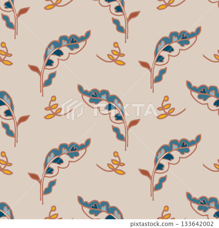 Beige Repeating Ornamental Leaf Motif 133642002