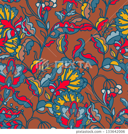 Terracotta Ornamental Floral Garden Pattern 133642006