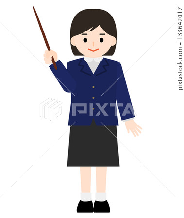 A girl explaining with a pointer A girl explaining with a pointer 133642017