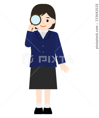 Girl examining with a magnifying glass Girl examining with a magnifying glass 133642018