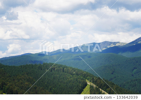 View of the mountains of the Ukrainian Carpathians 133642039