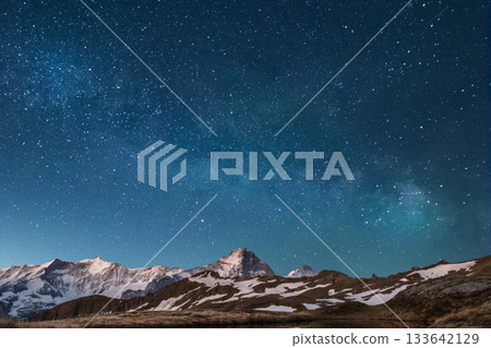 snow covered mountain snowy mountain landscape snow covered mountain snowy mountain landscape 133642129