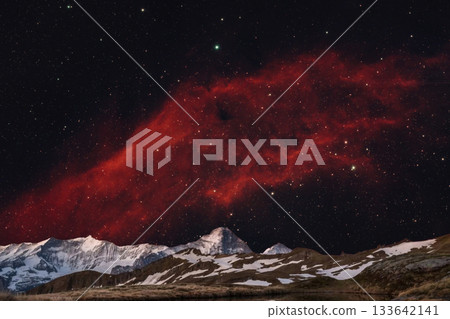 snow covered mountain snowy mountain landscape 133642141