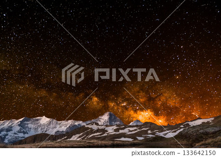 snow covered mountain snowy mountain landscape 133642150