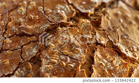 A magnified look at the vitamin and mineral breakdown on a buckwheat bread packaging A magnified look at the vitamin and mineral breakdown on a buckwheat bread packaging 133642422