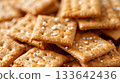 A magnified look at the serving size and calories on a nutrition label for buckwheat crackers 133642436