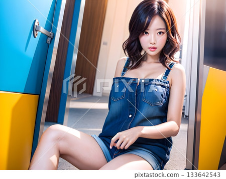 Women sitting on the stairs 133642543