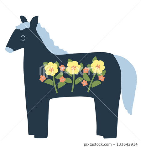 帶有花卉圖案的馬 帶有花卉圖案的馬 133642914