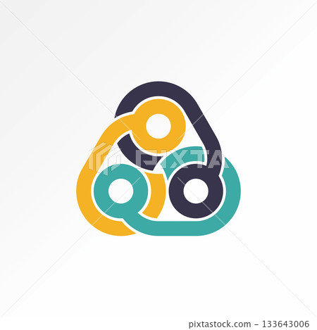 Triangle line connected like chain dot tech social system networking genetic logo design graphic concept creative premium vector stock image top sell 133643006