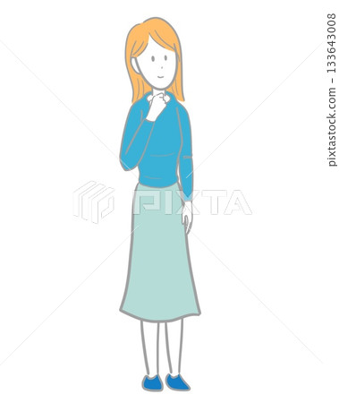 插圖描繪了一位表情清新、想到好點子的年輕女子。 133643008