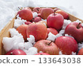 Fresh-tasting apples chilled in a natural snow room 133643038