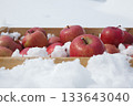 Fresh-tasting apples chilled in a natural snow room 133643040