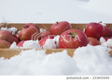 新鮮美味的蘋果在天然雪室中冷藏 133643040