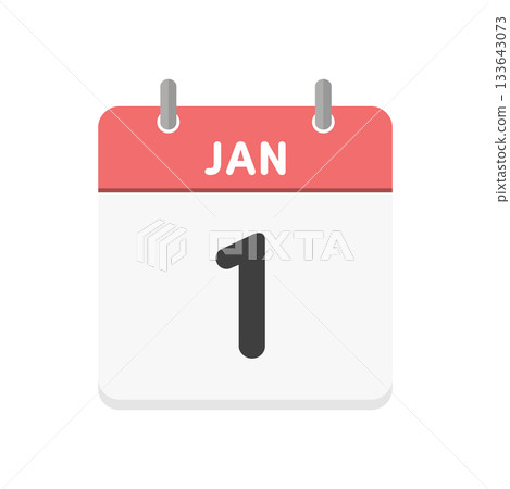 January 1st, JAN 1 daily calendar icon - Red English calendar with the date 1/1 January 1st, JAN 1 daily calendar icon - Red English calendar with the date 1/1 133643073