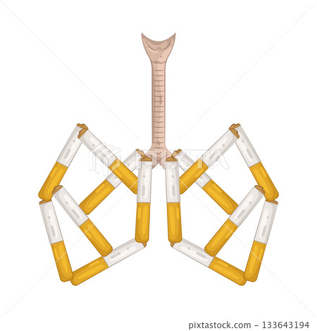 Illustration of cigarette shaped lungs Illustration of cigarette shaped lungs 133643194
