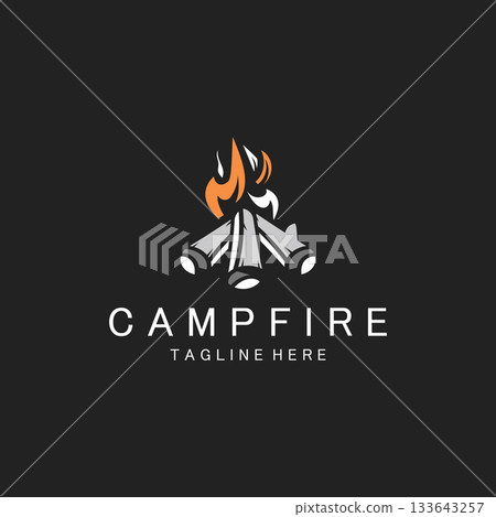 Campfire logo Vintage adventure Wildlife design camping wood fire illustration template Campfire logo Vintage adventure Wildlife design camping wood fire illustration template 133643257
