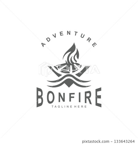Bonfire Logo Design wood and fire camping adventure vintage illustration Bonfire Logo Design wood and fire camping adventure vintage illustration 133643264