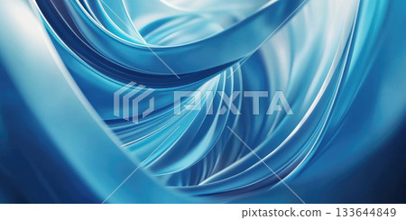 Abstract Blue Fabric Swirls: A close-up of flowing, abstract fabric in shades of blue, with light reflecting off its smooth surface Abstract Blue Fabric Swirls: A close-up of flowing, abstract fabric in shades of blue, with light reflecting off its smooth surface 133644849