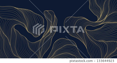 Vector luxury flower pattern, gold floral line art, elegant art deco, Japanese details, abstract background rich vintage charm. Premium leaves plant illustration. Nature ornament Vector luxury flower pattern, gold floral line art, elegant art deco, Japanese details, abstract background rich vintage charm. Premium leaves plant illustration. Nature ornament 133644923