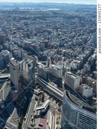 Aerial view of Yokohama Sakuragicho Station and the surrounding cityscape. November 2025, Yokohama, Japan 133645177