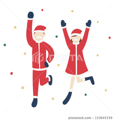 Christmas illustration of Santa Claus and Santa Claus jumping around Christmas illustration of Santa Claus and Santa Claus jumping around 133645339