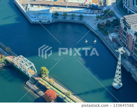 Aerial view of Minato Mirai Canal and Ropeway Station, November 2025, Yokohama, Japan 133645588
