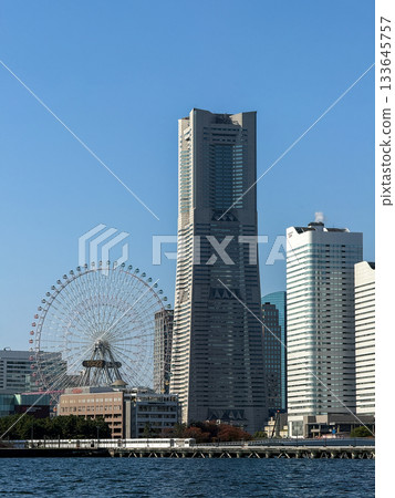 Blue sky and Landmark Tower in Yokohama Minato Mirai, November 2025, Yokohama, Japan Blue sky and Landmark Tower in Yokohama Minato Mirai, November 2025, Yokohama, Japan 133645757