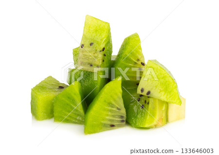 kiwi slice peel plie cut piece isolated on white background kiwi slice peel plie cut piece isolated on white background 133646003