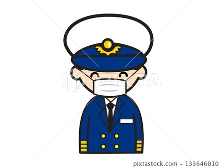 Illustration of a male bus driver wearing a mask 133646010