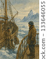 Polar exploration ship and sailor's workshop landscape painting | A watercolor-style adventure film depicting navigation on the ice 133646055