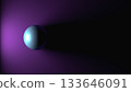 3D Render Glowing Sphere Casting Long Dramatic Shadow on Purple 133646091