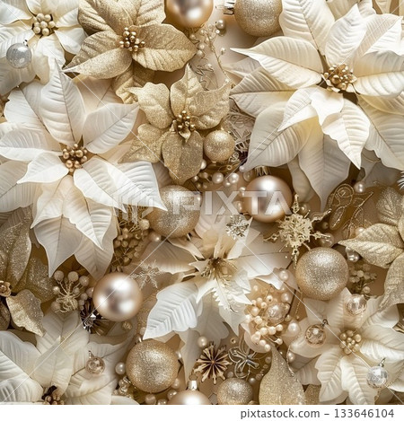 純白的聖誕夜-白色一品紅與珍珠的優雅 純白的聖誕夜-白色一品紅與珍珠的優雅 133646104