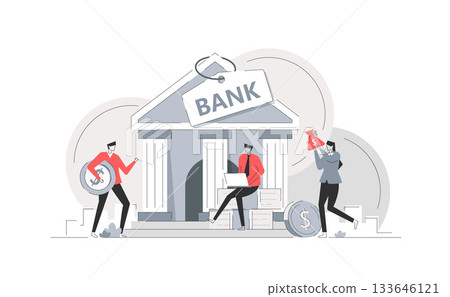 Banking concept,Deposits, Loans, Exchanges, Money protection, Savings and finance 133646121