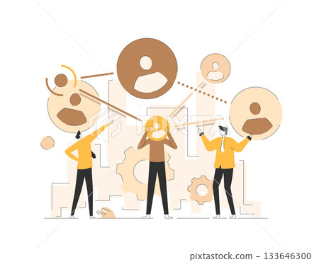 Team working together, teamwork, organization or employee collaboration for success, community or meeting agreement, cooperation concept 133646300