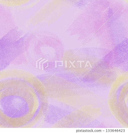Abstract seamless pattern of acid spots in pastel technique with retro texture graininess.Pink,yellow and purple colors in a dynamic movement .Big brushstrokes,spots and splash for background 133646423