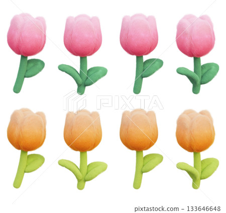 felt texture tulip flower 3D graphic felt texture tulip flower 3D graphic 133646648