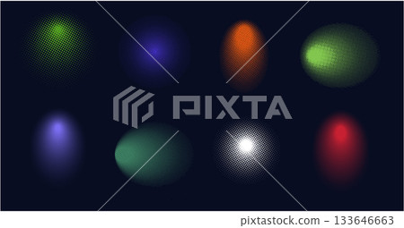 Set colorful elements silhouette halftone effect vector background. 133646663