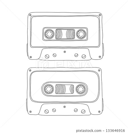 Cassette tapes black and white colors 133646916