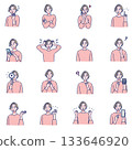 Facial expression set of middle-aged and elderly women 133646920