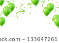 Beautiful green 3D balloons illustration background vector banner template 133647261